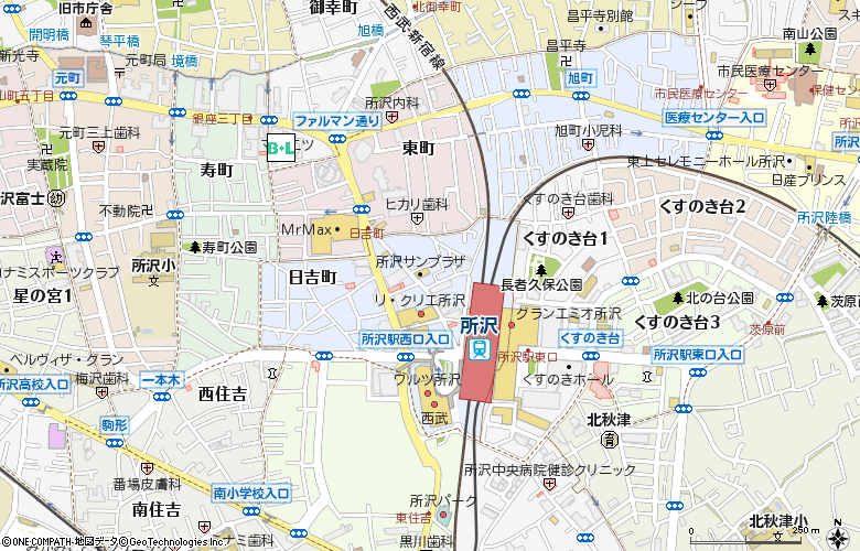 協和コンタクト所沢店付近の地図
